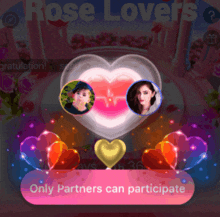 a screenshot of a game called rose lovers that says only partners can participate