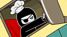 a cartoon character with a chef 's hat and eye patch