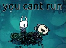 a picture of a cartoon character with the words " you cant run " above it