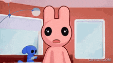 a cartoon of a pink bunny and a blue rabbit with gifrun.com in the bottom right corner