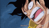 a cartoon character says gum-gum on the bottom of his mouth
