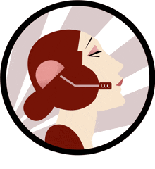 an illustration of a woman wearing a headset with the letter ccc on it