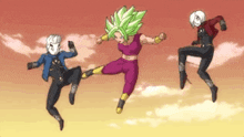 a group of cartoon characters are jumping in the air while wearing masks .