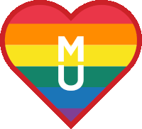 a rainbow heart with the letter m and u