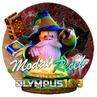 an advertisement for modal receh olympus188 shows a wizard with a beard