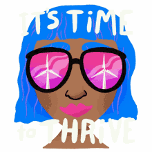 its time to thrive glasses woman blue hair groovy