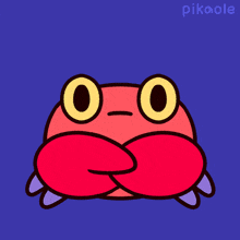 a cartoon of a frog with a purple background and the word pikoole on the bottom