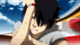 a cartoon character is saying hey in a blurry picture