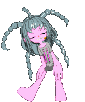 a pixel art of a girl with scorpions on her hair