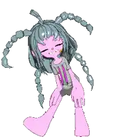 a pixel art of a girl with scorpions on her hair