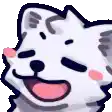 a close up of a cartoon dog 's face with its eyes closed and its mouth open .