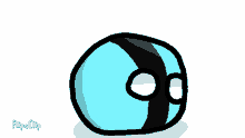a cartoon drawing of a blue and black ball with the words flipa clip written below it