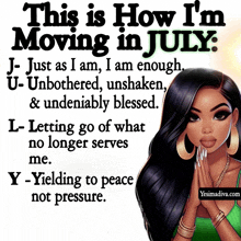 a cartoon of a woman with the words " this is how i 'm moving in july " at the top