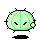 a pixel art illustration of a green cactus with a face on it .