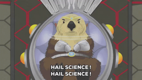 a cartoon of an otter with the words hail science