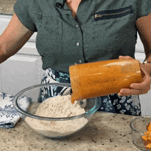 Pouring Over The Dry Mixture Jill Dalton GIF - Pouring Over The Dry Mixture Jill Dalton The Whole Food Plant Based Cooking Show GIFs