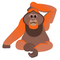 a cartoon drawing of a gorilla with orange arms