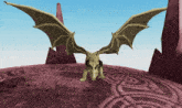 a dragon with horns is standing on a circle with a celtic pattern