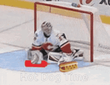 Calgary Flames Goalie GIF - Calgary Flames Goalie Happy Hot Dog Day GIFs