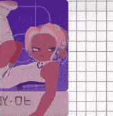 a drawing of a girl with the letters y-oe on the bottom right