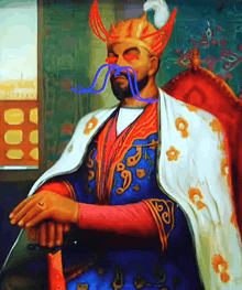 a painting of a man with a beard and a crown
