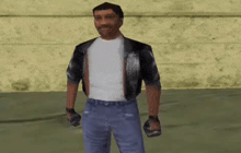 a man in a white shirt and a black jacket