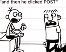 a diary of a wimpy kid drawing of two boys