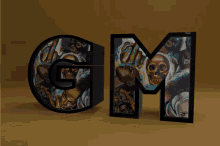 a 3d rendering of the letters md with skulls on them
