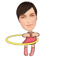 a cartoon of a woman holding a hula hoop