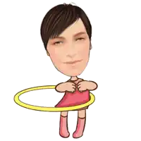 a cartoon of a woman holding a hula hoop