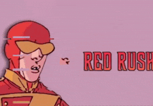 a man in a red superhero costume is kneeling on the grass .