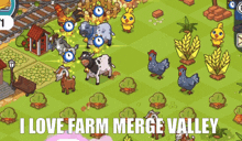 a screenshot of a farm game with the words i love farm merge valley
