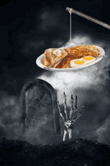 Halloween Breakfast GIF - Halloween Breakfast Skeleton Hand GIFs