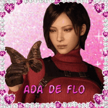 a picture of ada de flo with a butterfly in her hand