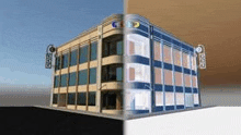 a 3d model of a large building with a lot of windows