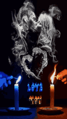 candle smoke couple kiss