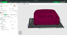 a 3d model of a van is being printed in a computer program