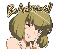 a picture of a girl with the words be ambitious