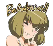 a picture of a girl with the words be ambitious