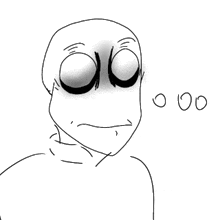a black and white drawing of a person 's face with a shadow on it