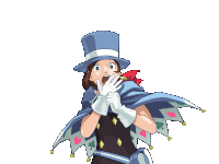 a surprised looking cartoon character with a top hat and gloves