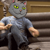 a man with a cat mask on his face