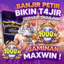 an advertisement for a game called banjir petir bikin t4jir server thailand
