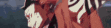 a pixelated image of a person with blood on their face .