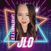 a picture of a woman with the name jlo on the bottom right