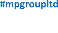 a blue and white logo for mpgroupltd