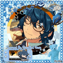 a picture of a boy with glasses and the words tsmagi my beautiful bear