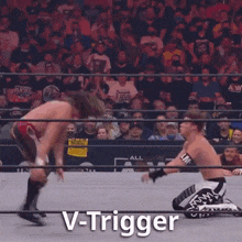 a man in a wrestling ring with the words v-trigger written on the bottom