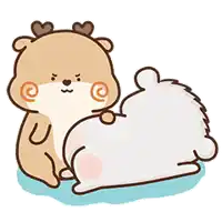 a cartoon drawing of a deer and a hamster