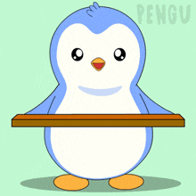 a penguin is holding a thank you grandpa sign